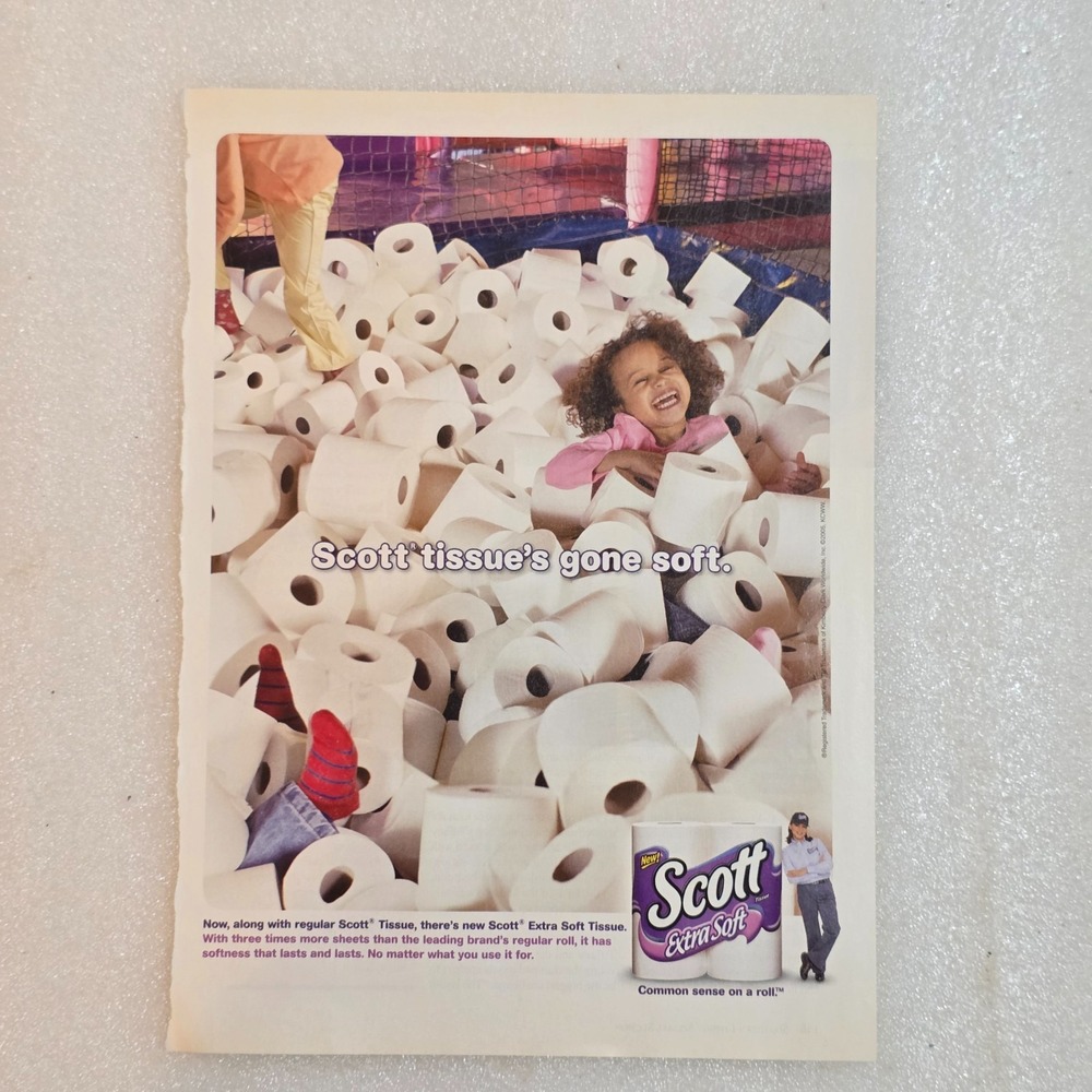 Vintage Print Ad Scott extra soft toilet paper little girl laughing 8x10.5 2004